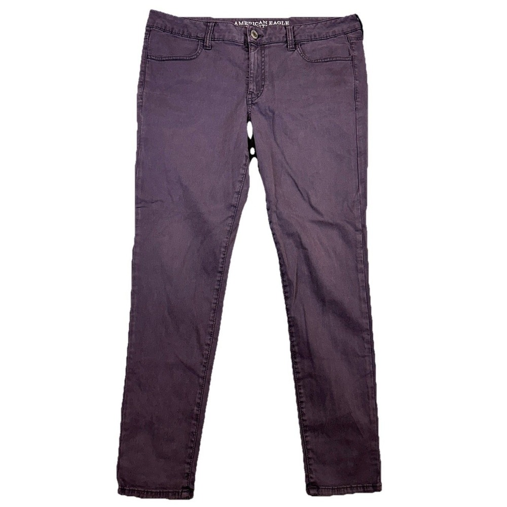 American Eagle Dark Purple Supet Stretch Jeggings Tag Sz 14 Witchy Goth Boho‎